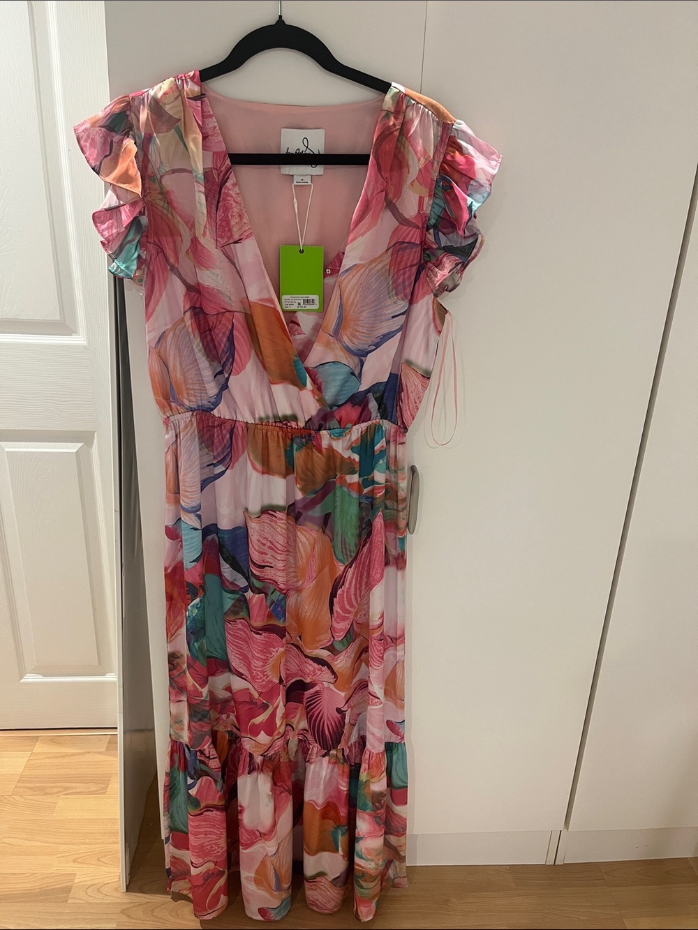 Sam Edelman Pink Multicolor Floral Wrap Maxi Dress